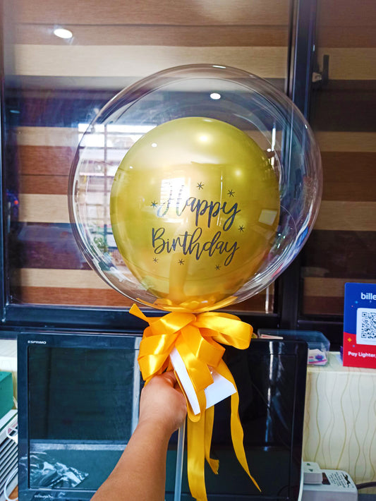 Bobo Transparent Balloon - Golden Yellow center balloon