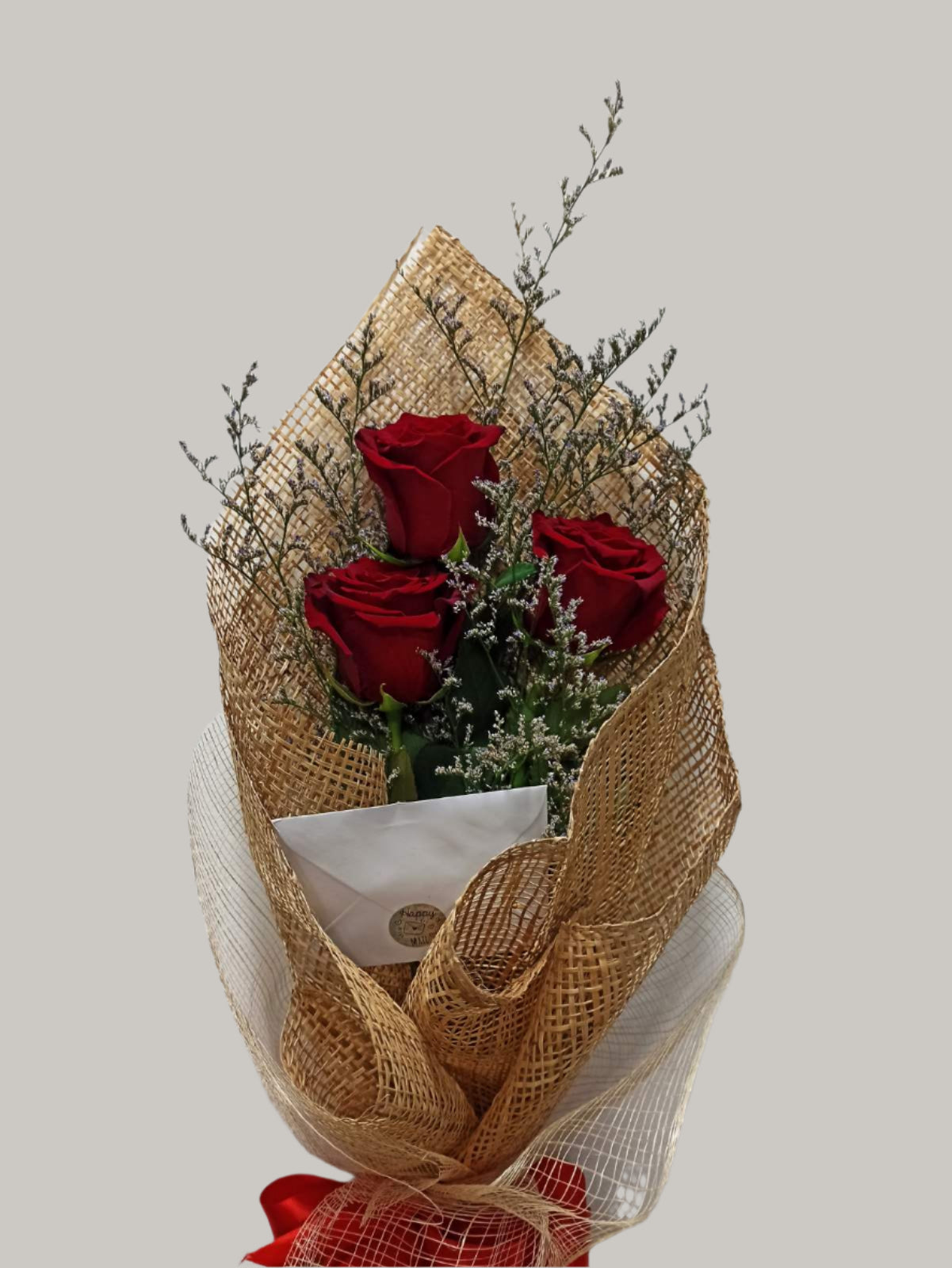 3 stems imported red rose