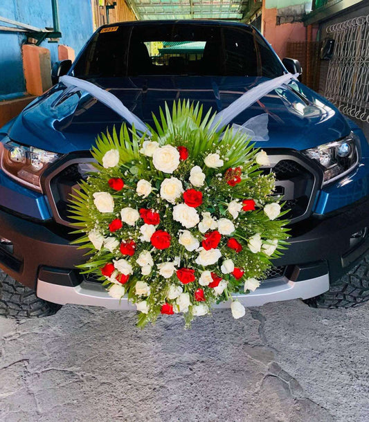 Bridal Car Flower - Red and White Huge