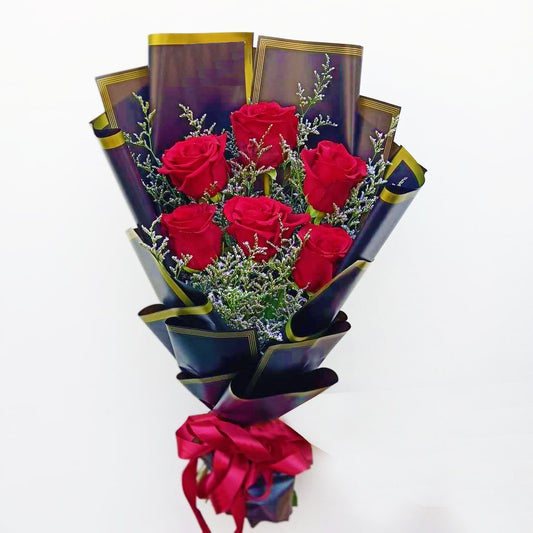 6 Stems Big (imported) roses - (pre order)