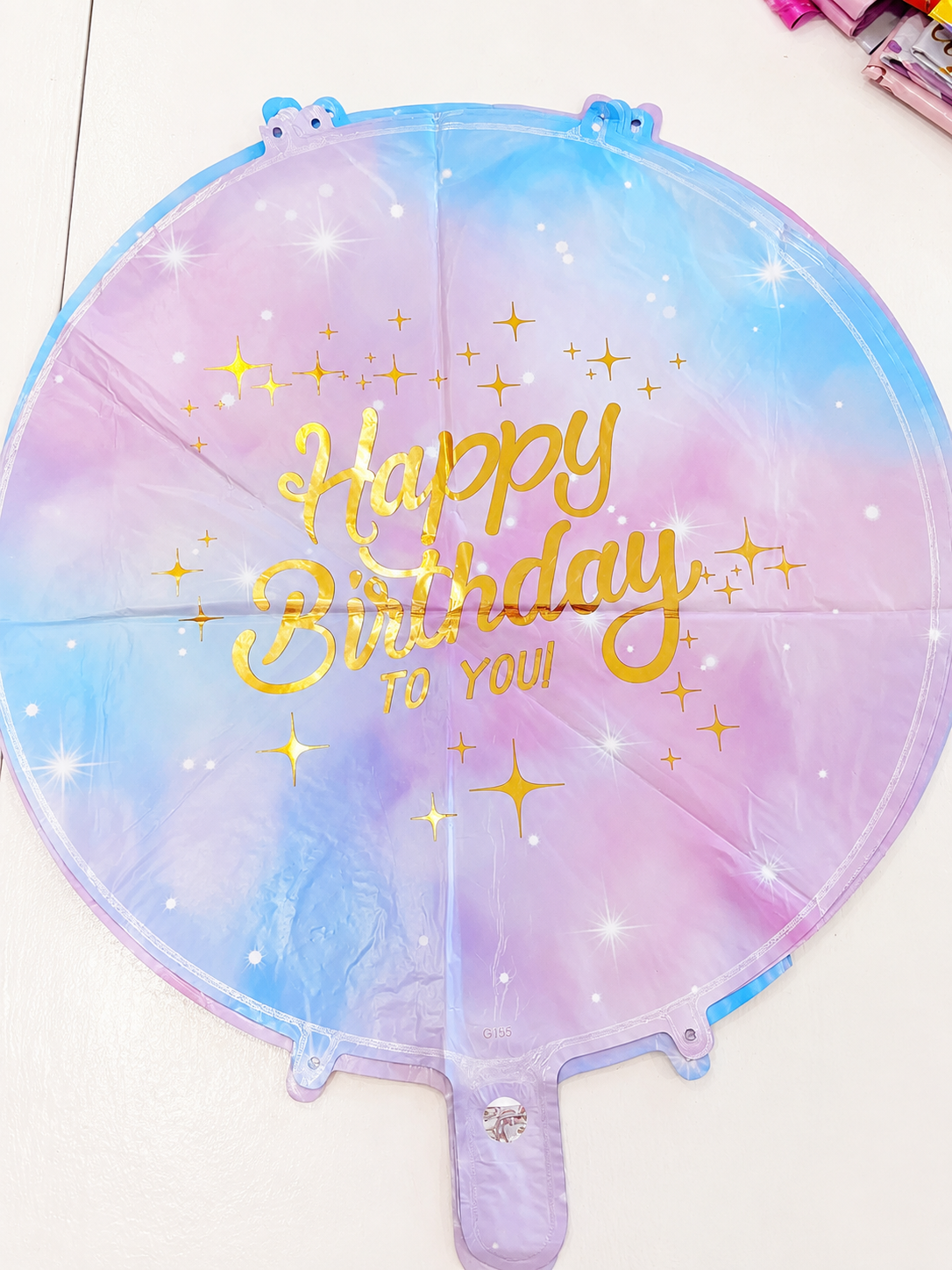 Happy Birthday ballloon Light Blue Pink foil balloon