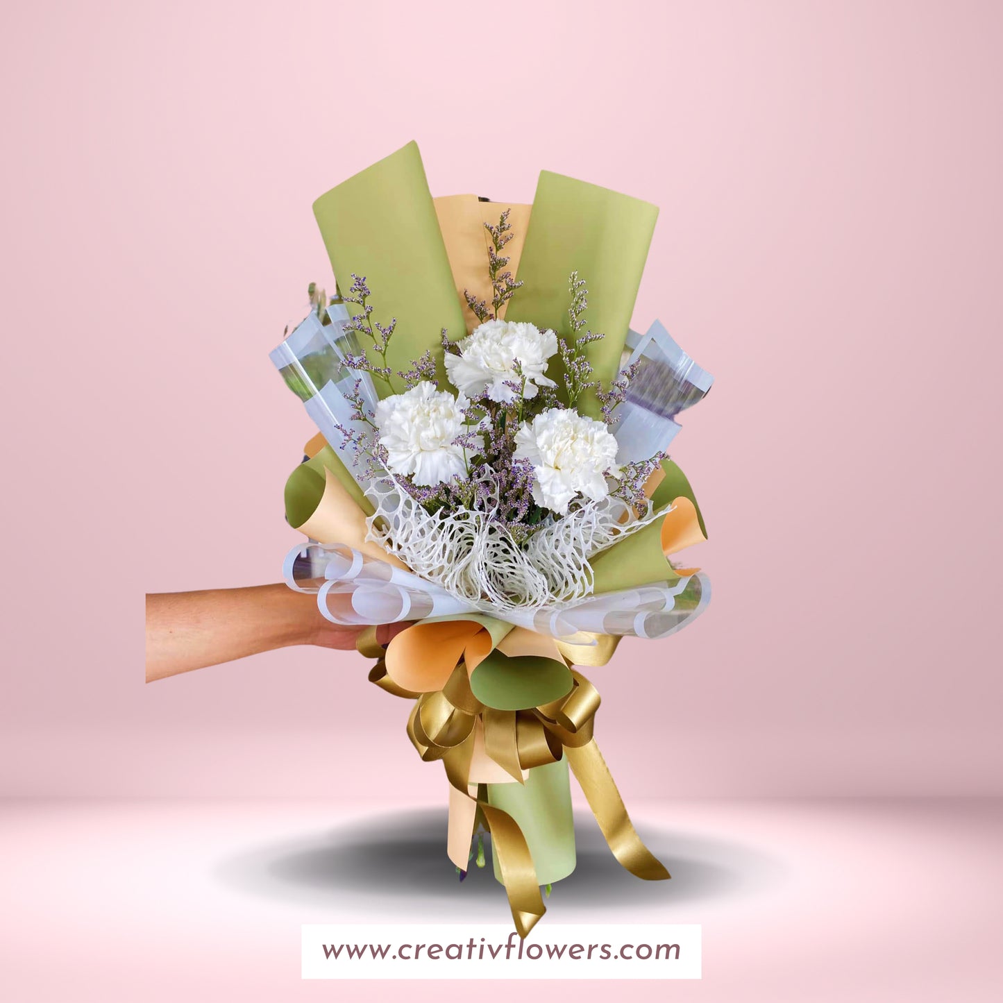 3 STEMS Carnation Green delighted
