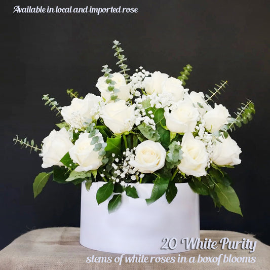 Box of Blooms - 20 White Purity