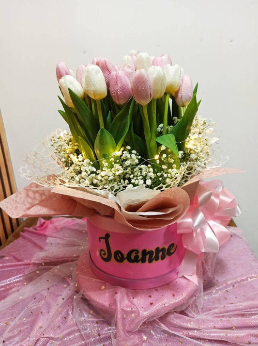 Box of Blooms - 40th Surprise tulips