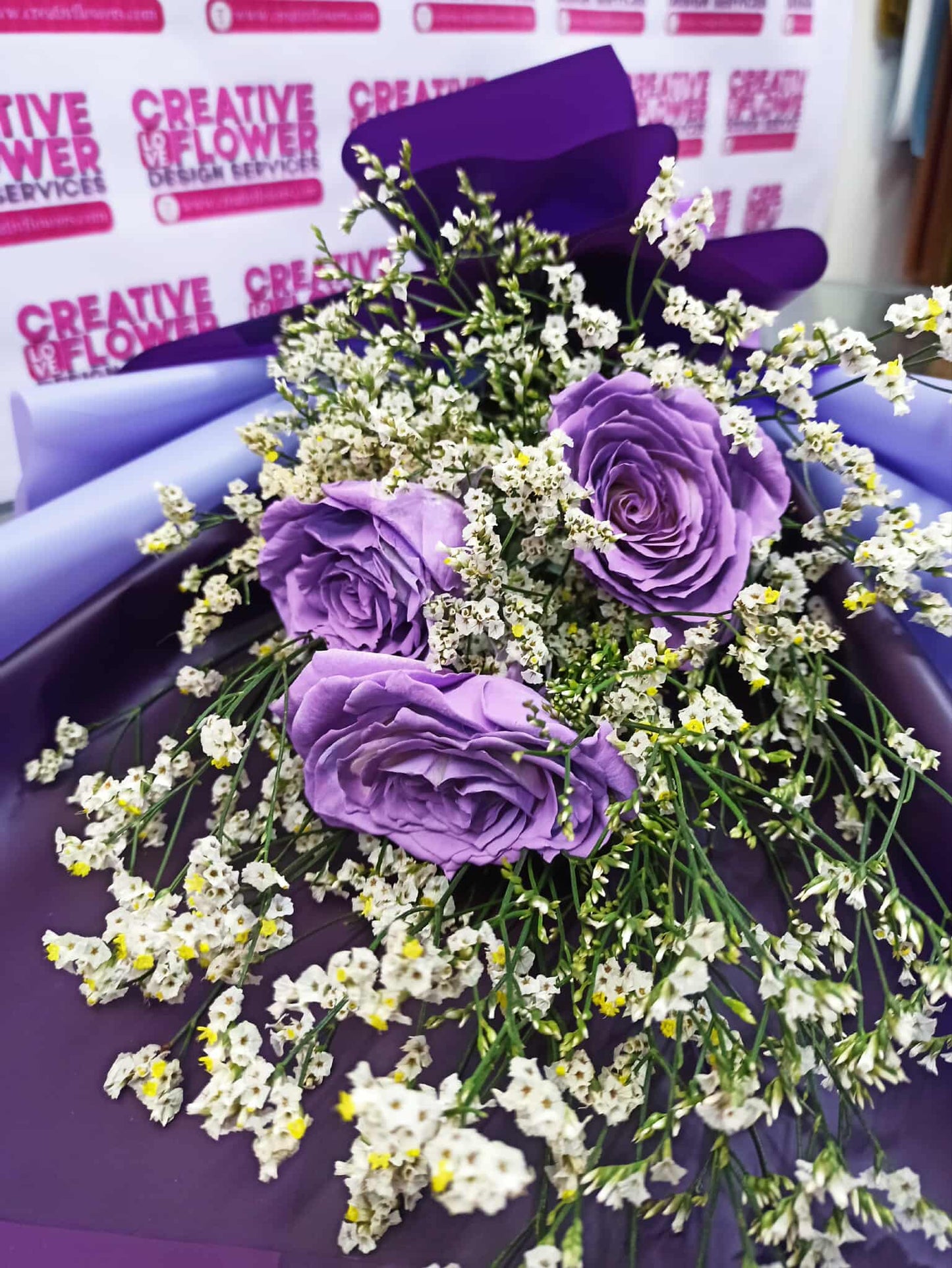 3 Stems -purple spray