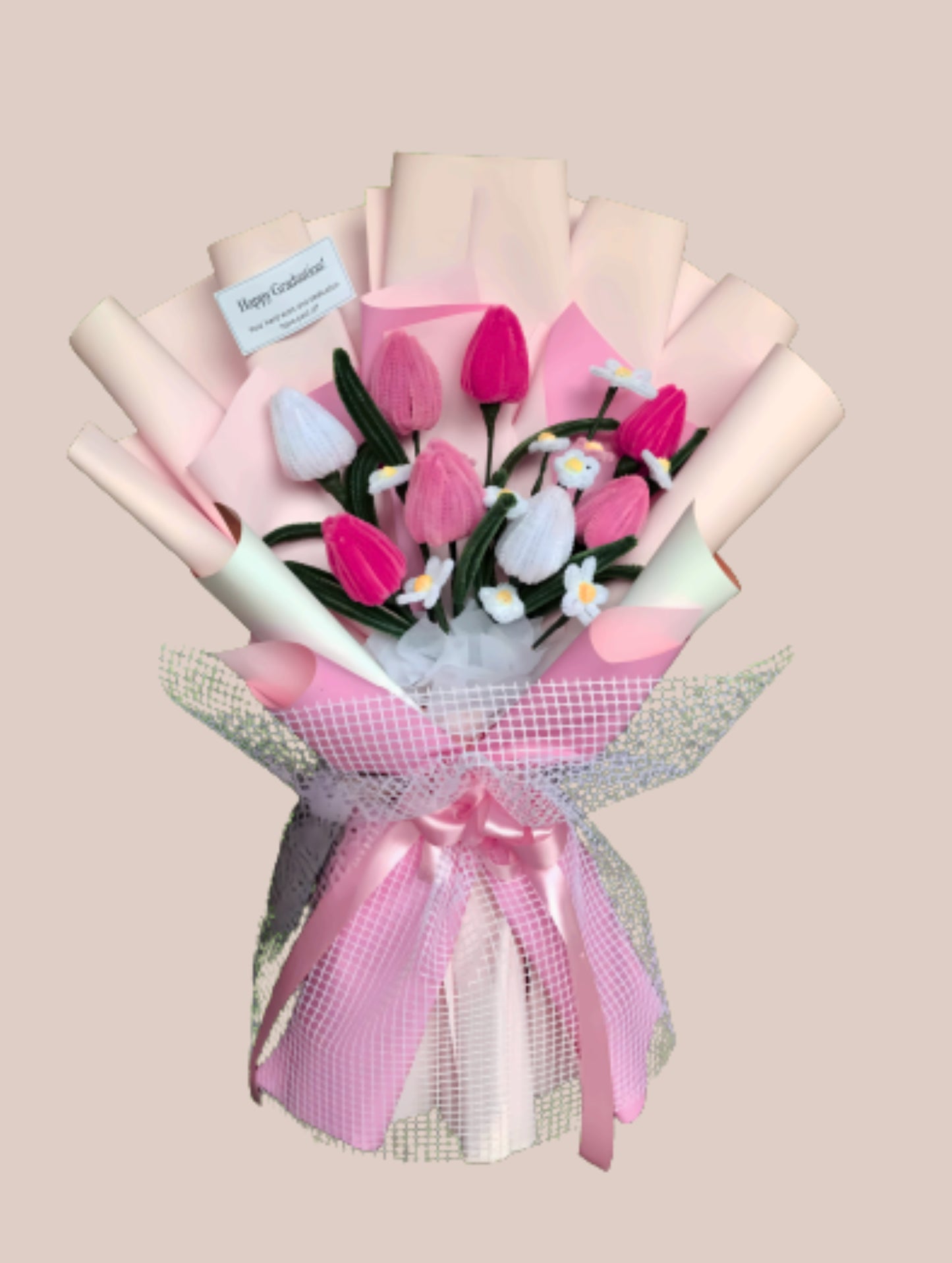 Soft Petal Tulips – Wire Stem Bouquet