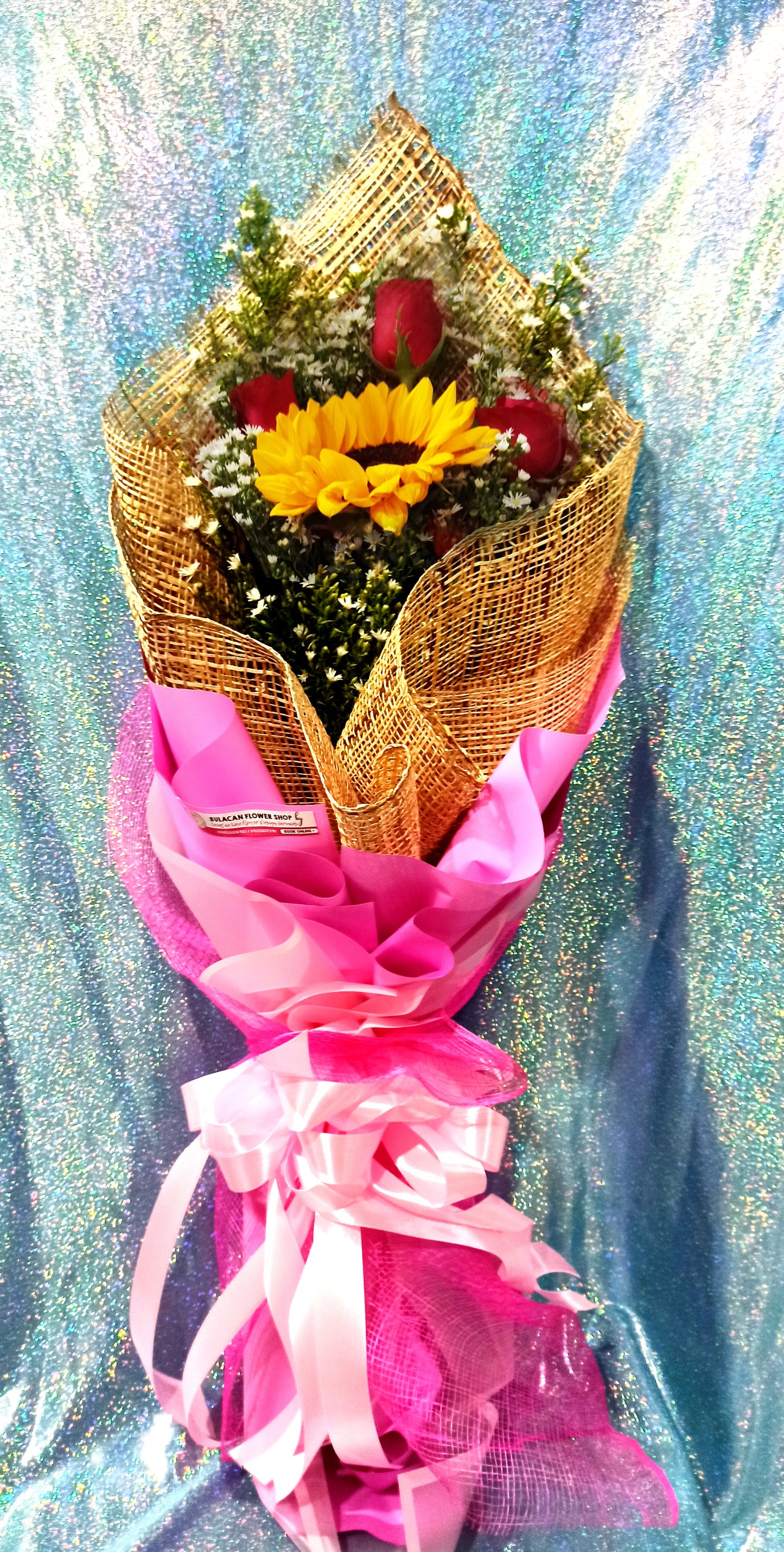 SUNFLOWER - 3 rose 1 center sunflower (pink)