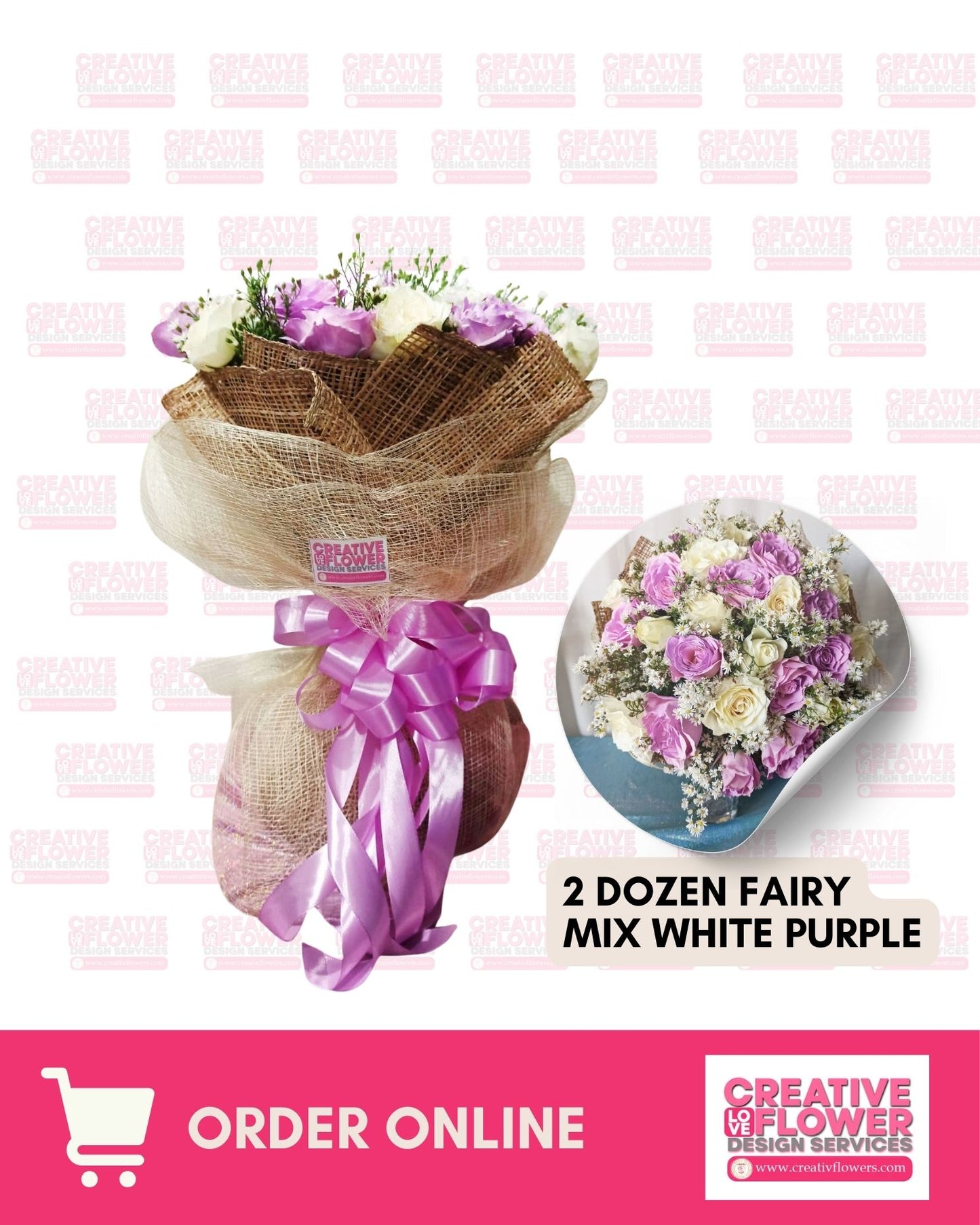 2 dozen - Fairy Mix White Purple
