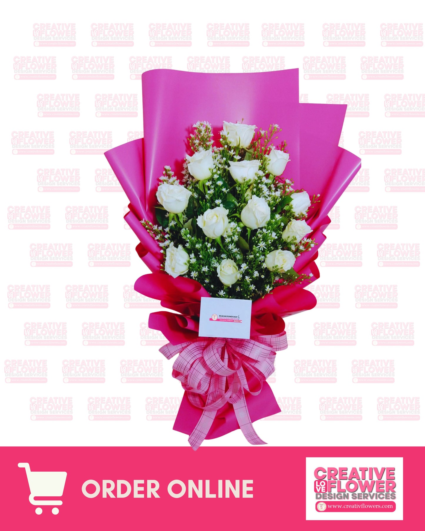 1 dozen white on Pink