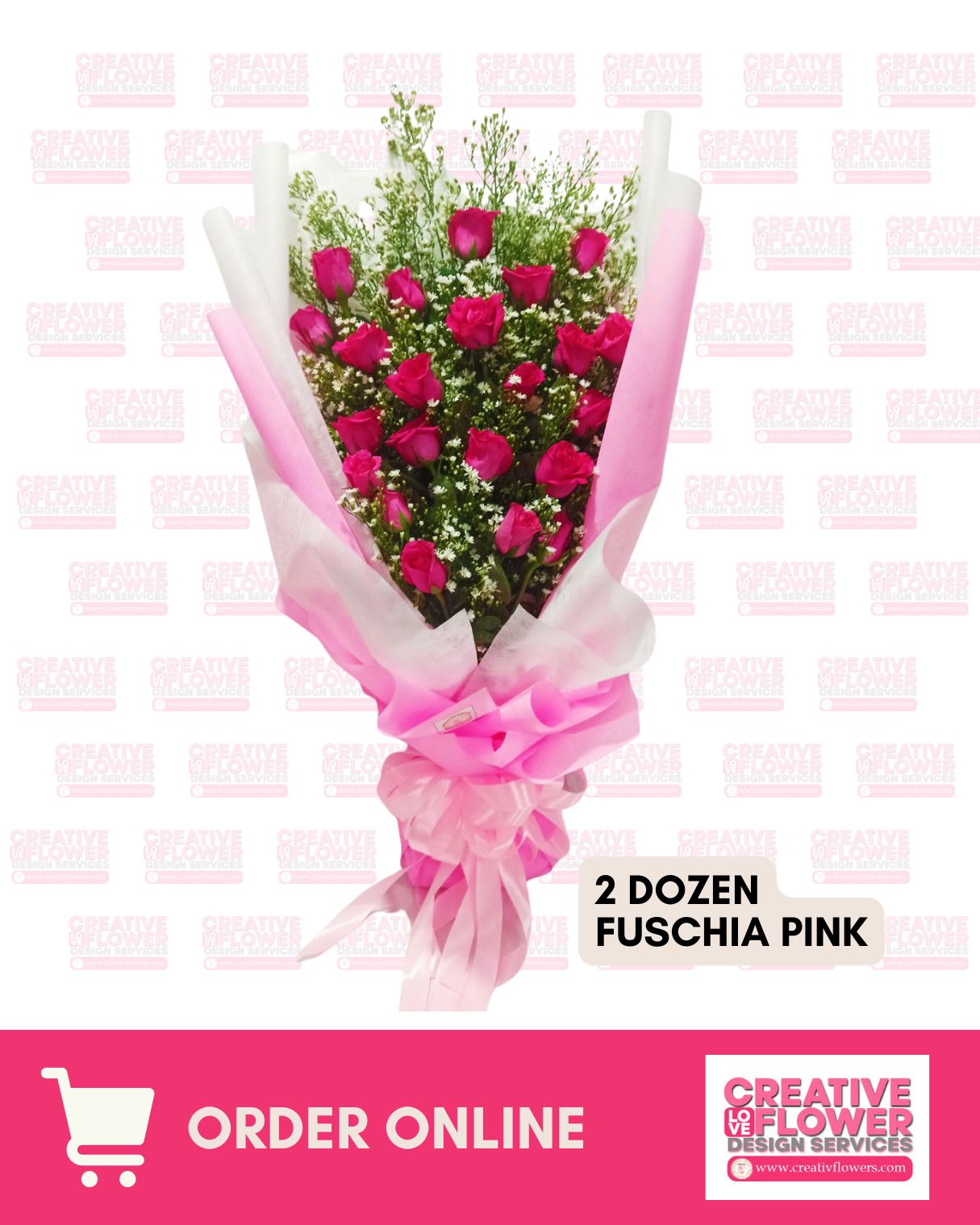 2 dozen - Fuschia Pink Perfect