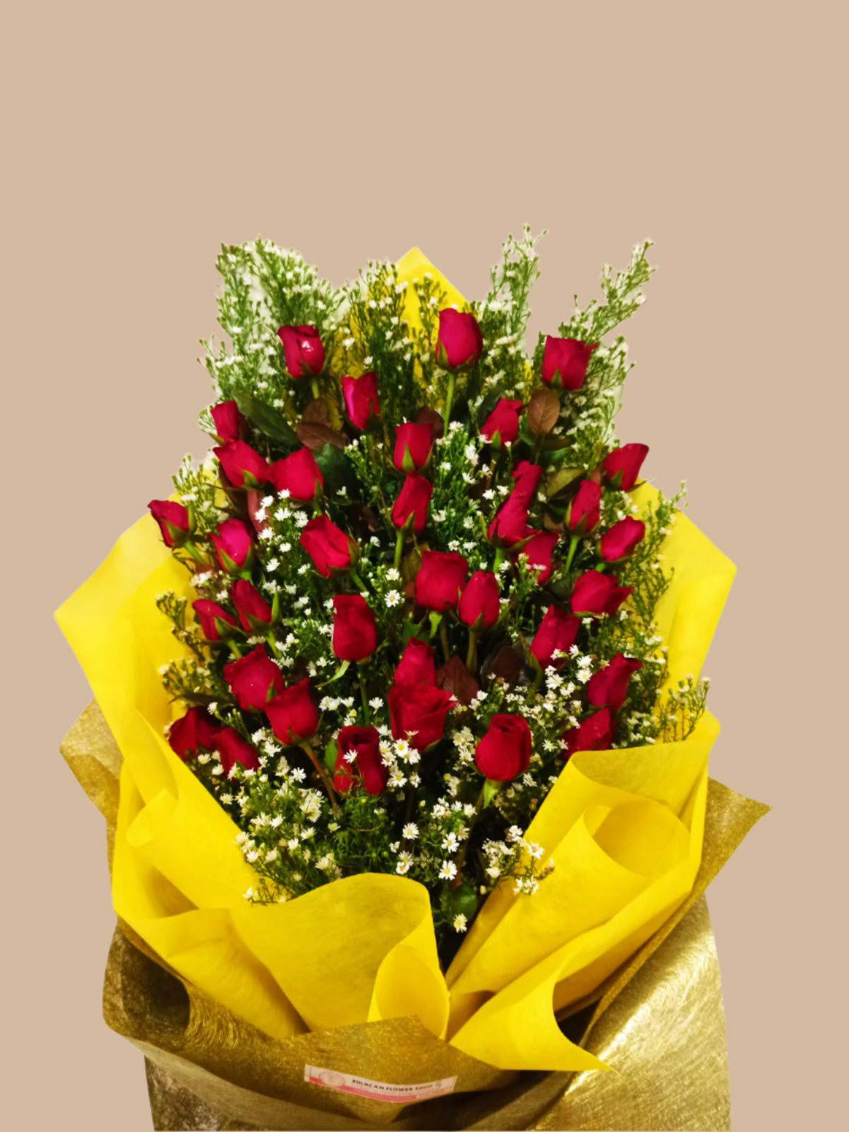 Giant - 3 dozen Red roses - golden yellow