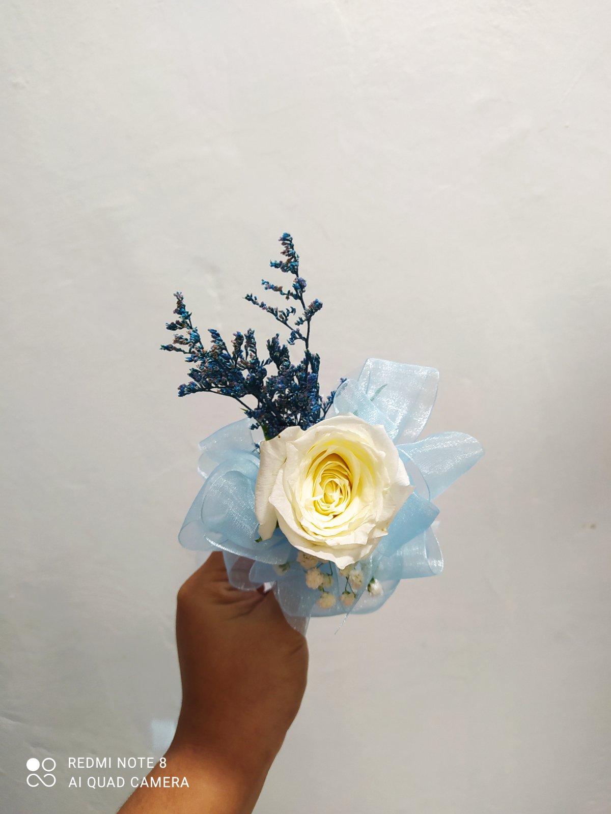 Boutonniere - White and Blue