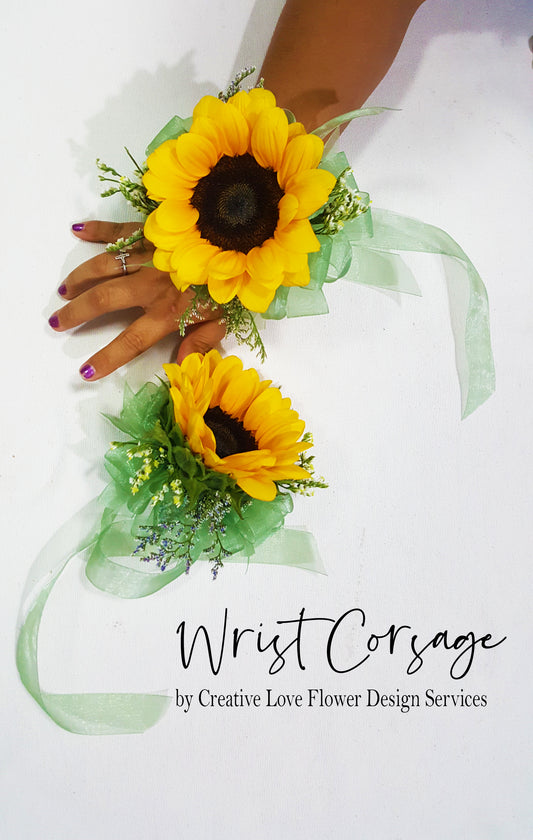 Wrist Corsage - Sunflower (Sold per piece)