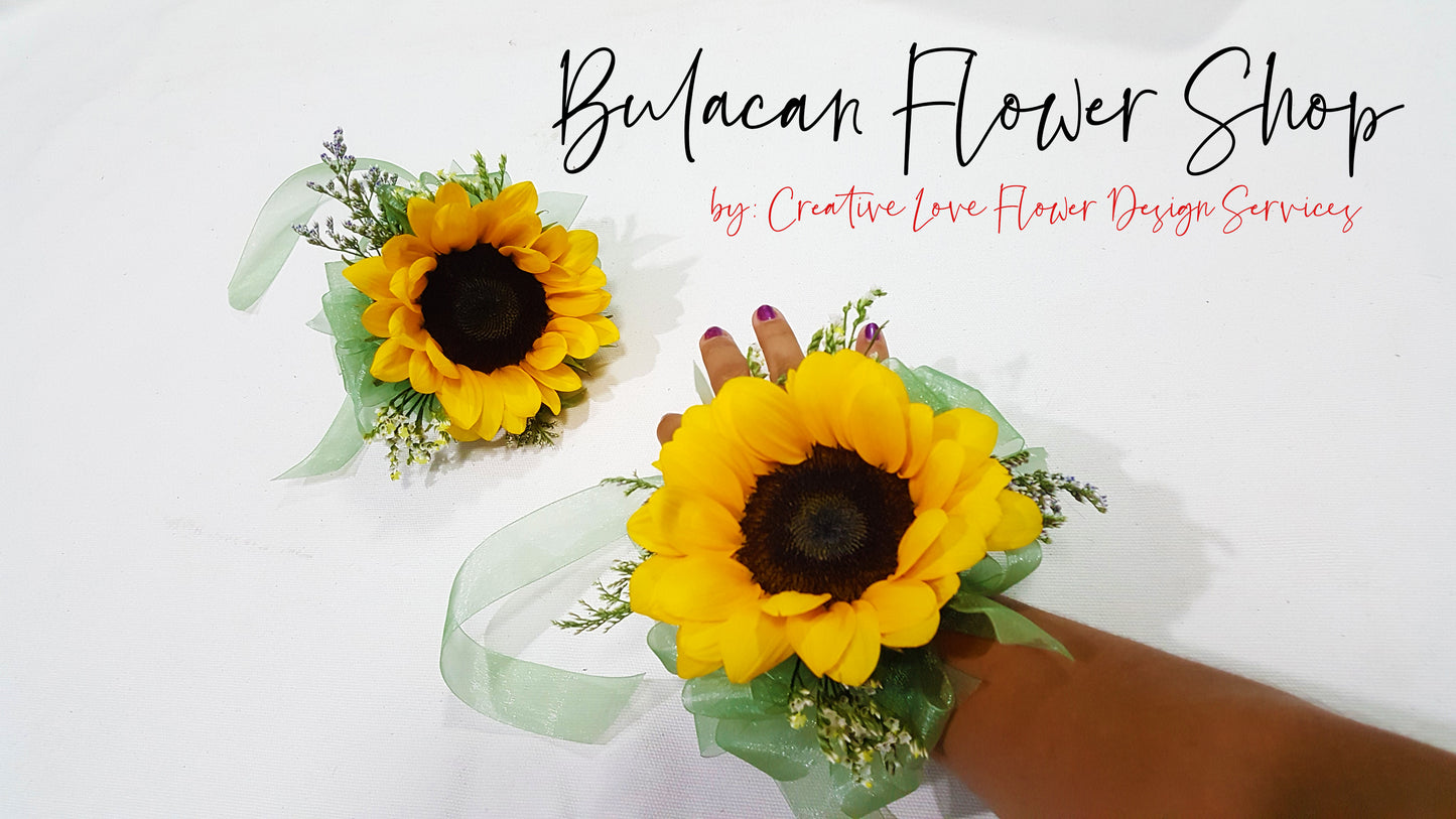 Wrist Corsage - Bloomy sunflower sold per piece