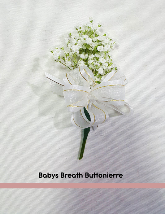 Babys breath Boutonniere