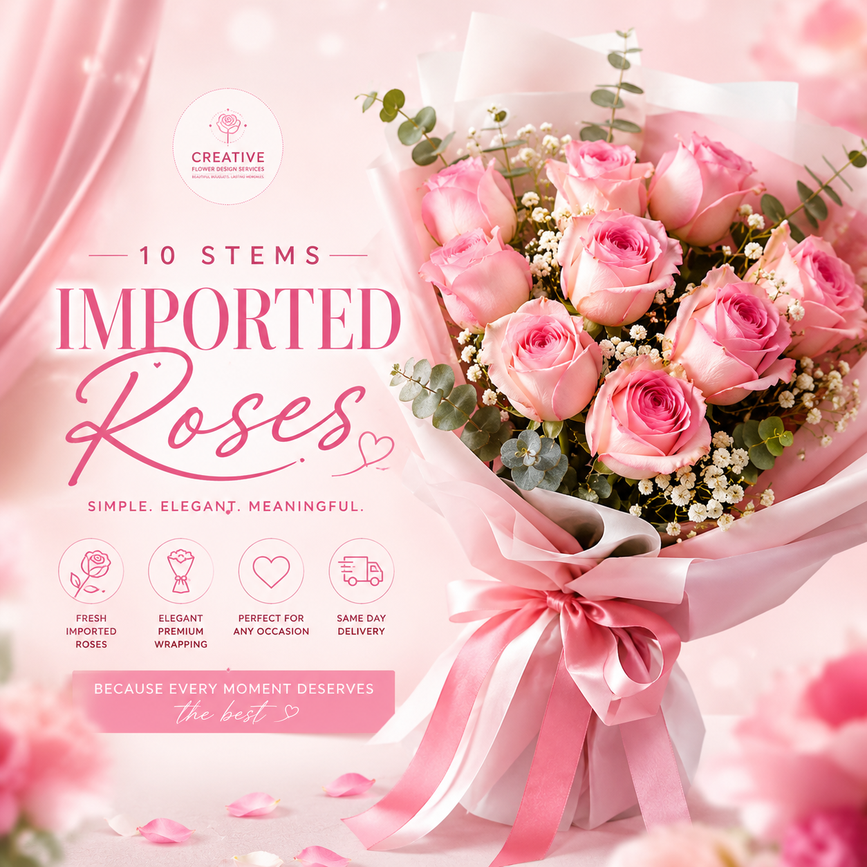 10-12 Imported Roses bouquet