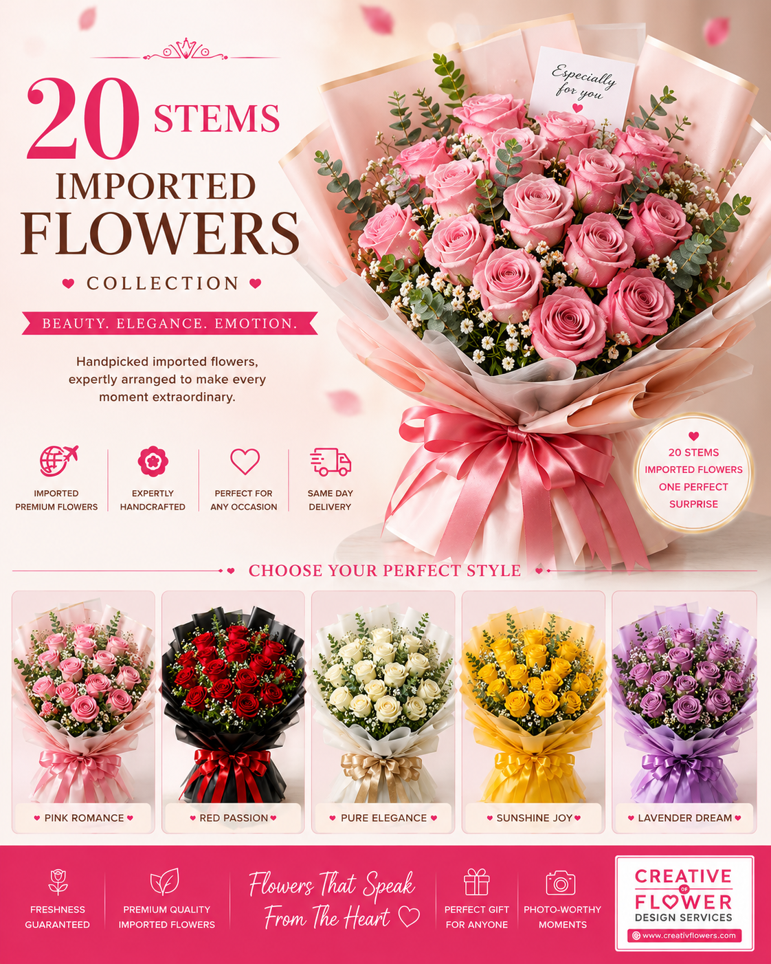 20 STEMS IMPORTED ROSES