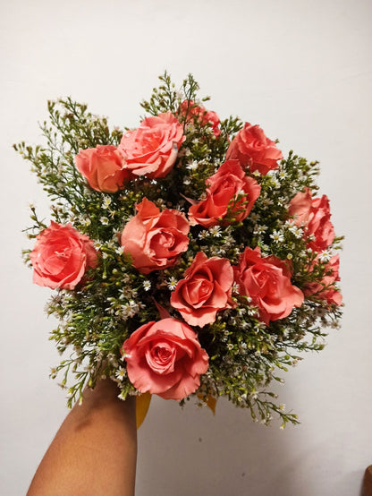 Mini Bridal Bouquet - Coral spot