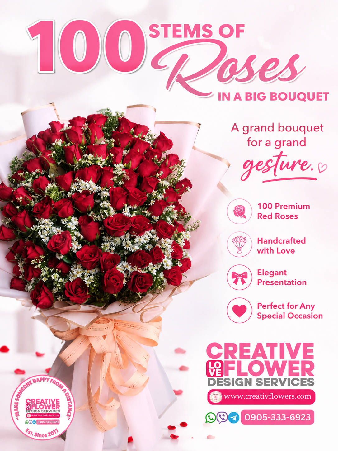 100 Stems One sided bouquet