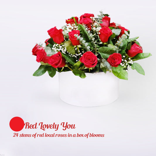 Box of blooms - red lovely you