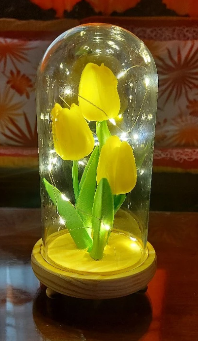 Tulips Light Glass Dome - Yellow