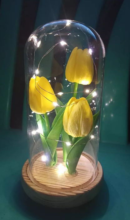 Tulips Light Glass Dome - Yellow