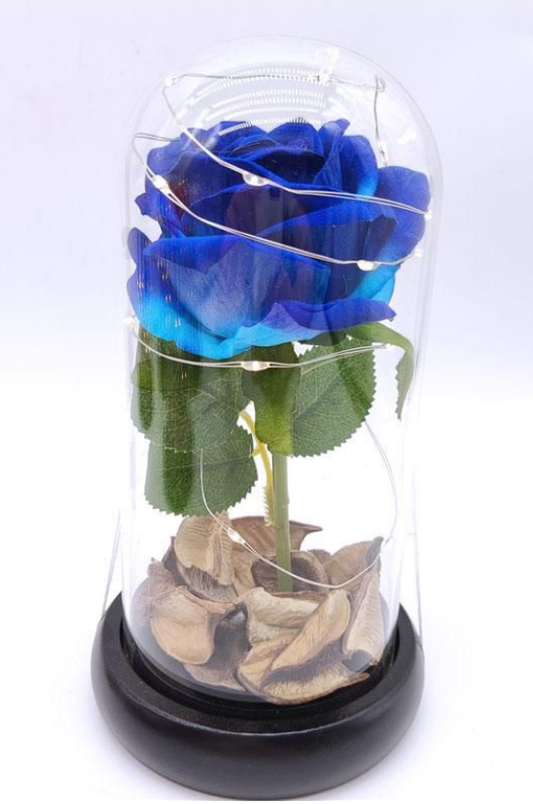 Beauty and the Beast Dome Rose Glass - Blue