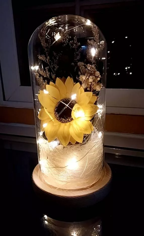 Sunflower Dome Glass Light Gift (choose your color)