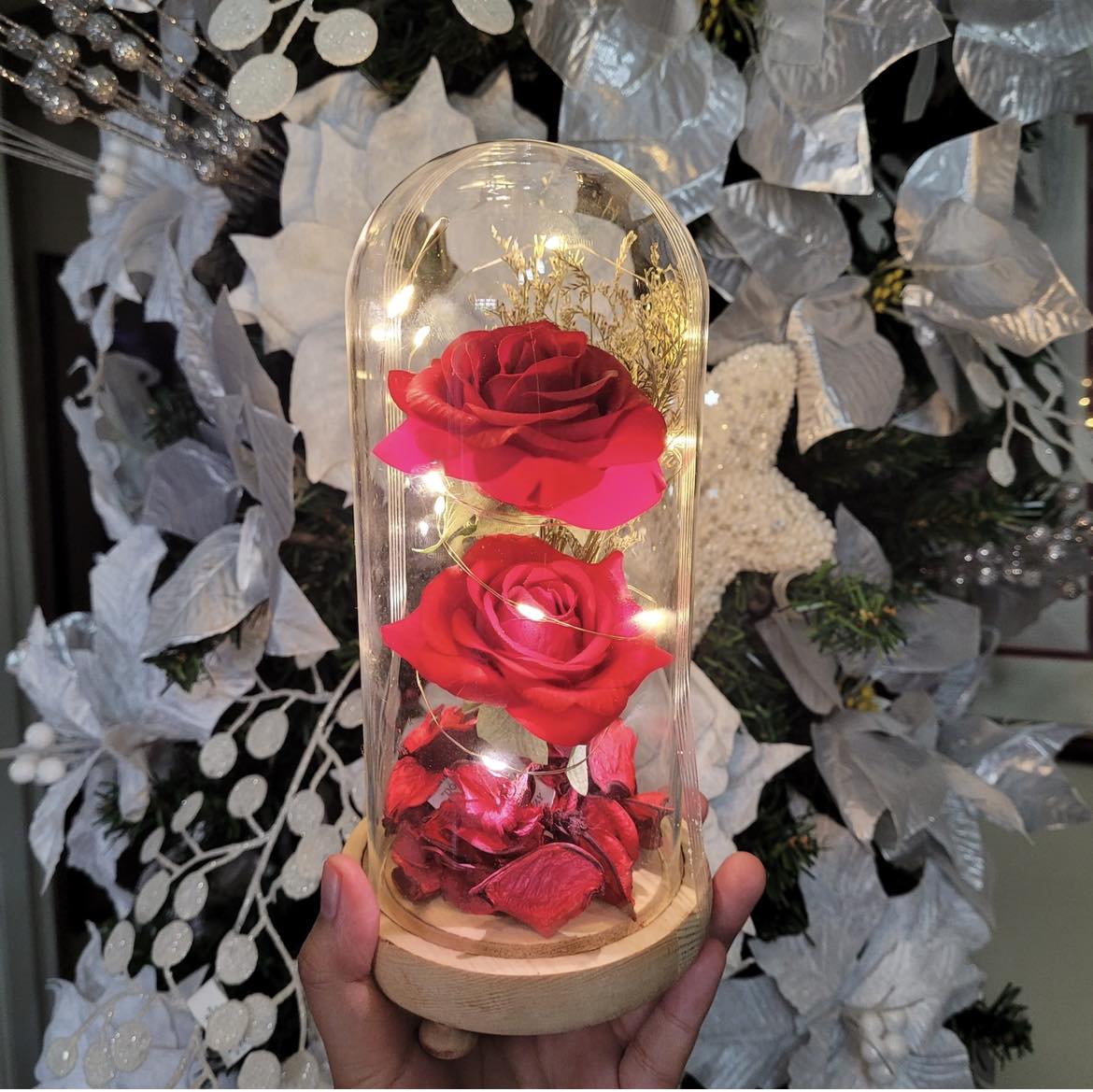 Double Rose Glass Light Dome