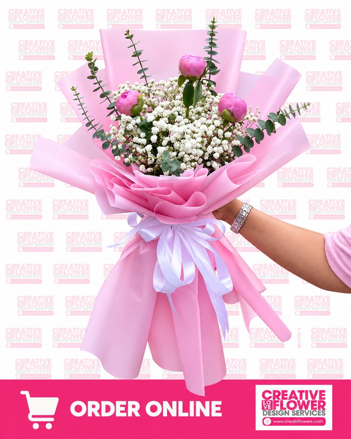 PEONY - 3 STEMS IN PINK