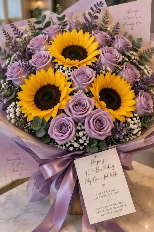 1 Dozen Purple Rose Sunshine