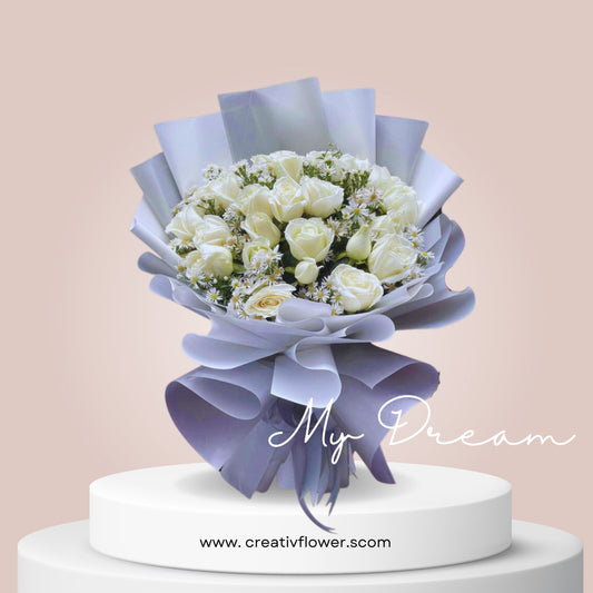 2 dozen White Roses - Dream Babe