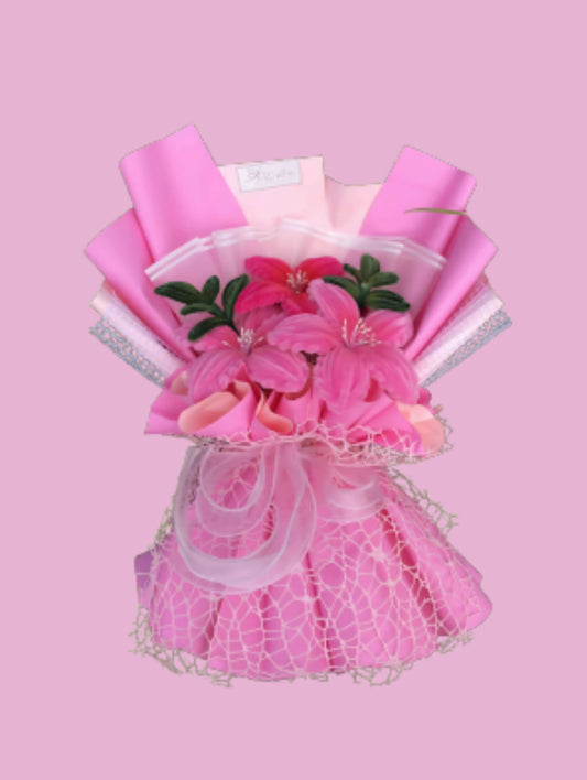 Blush Whimsy – Pink Fuzzy Wire Bouquet