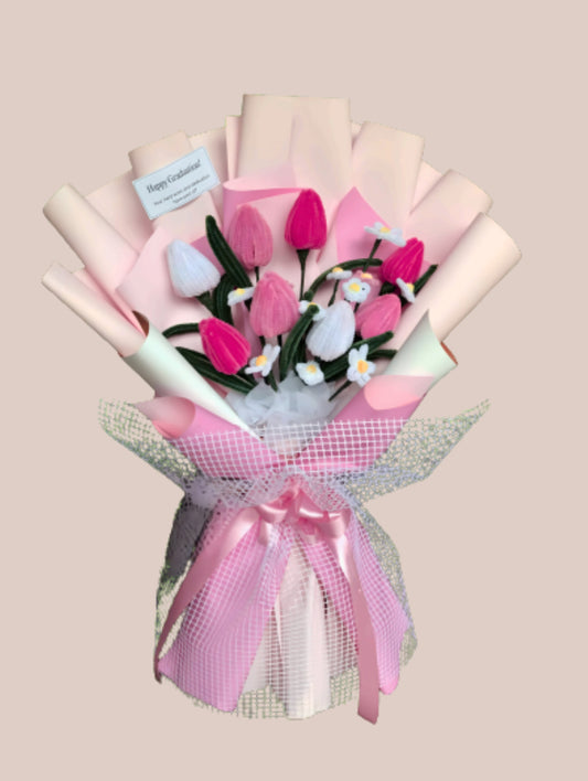 Soft Petal Tulips – Wire Stem Bouquet