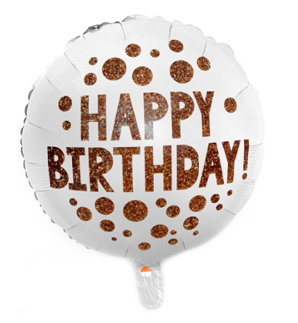 Happy Birthday White Brown Glittery Foil  Balloon