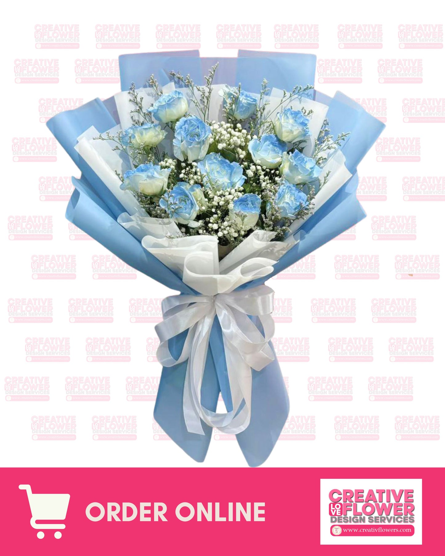 12 Stems of Light Blue Splash