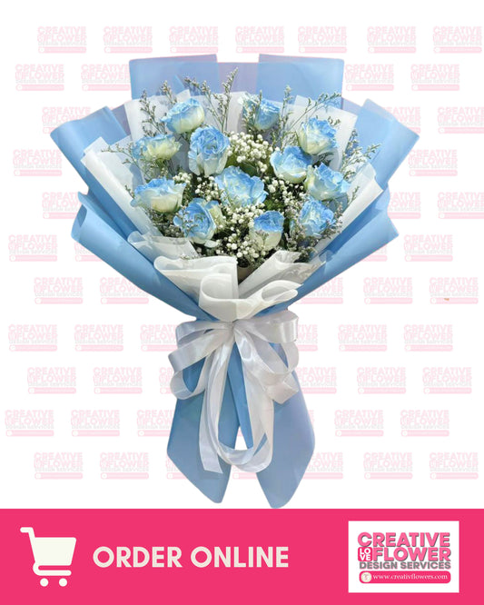 12 Stems of Light Blue Splash