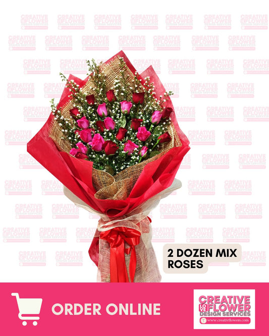 2 dozen - Red Hot Fuchsia