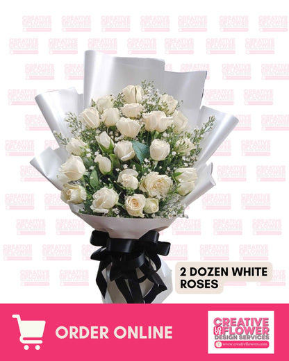 2 dozen - White Roses impurities