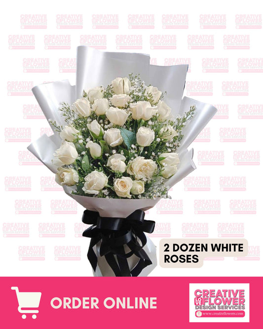 2 dozen - White Roses impurities