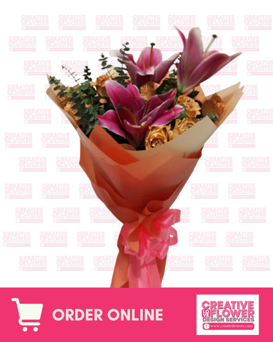 Stargazer bouquet - peachy starry