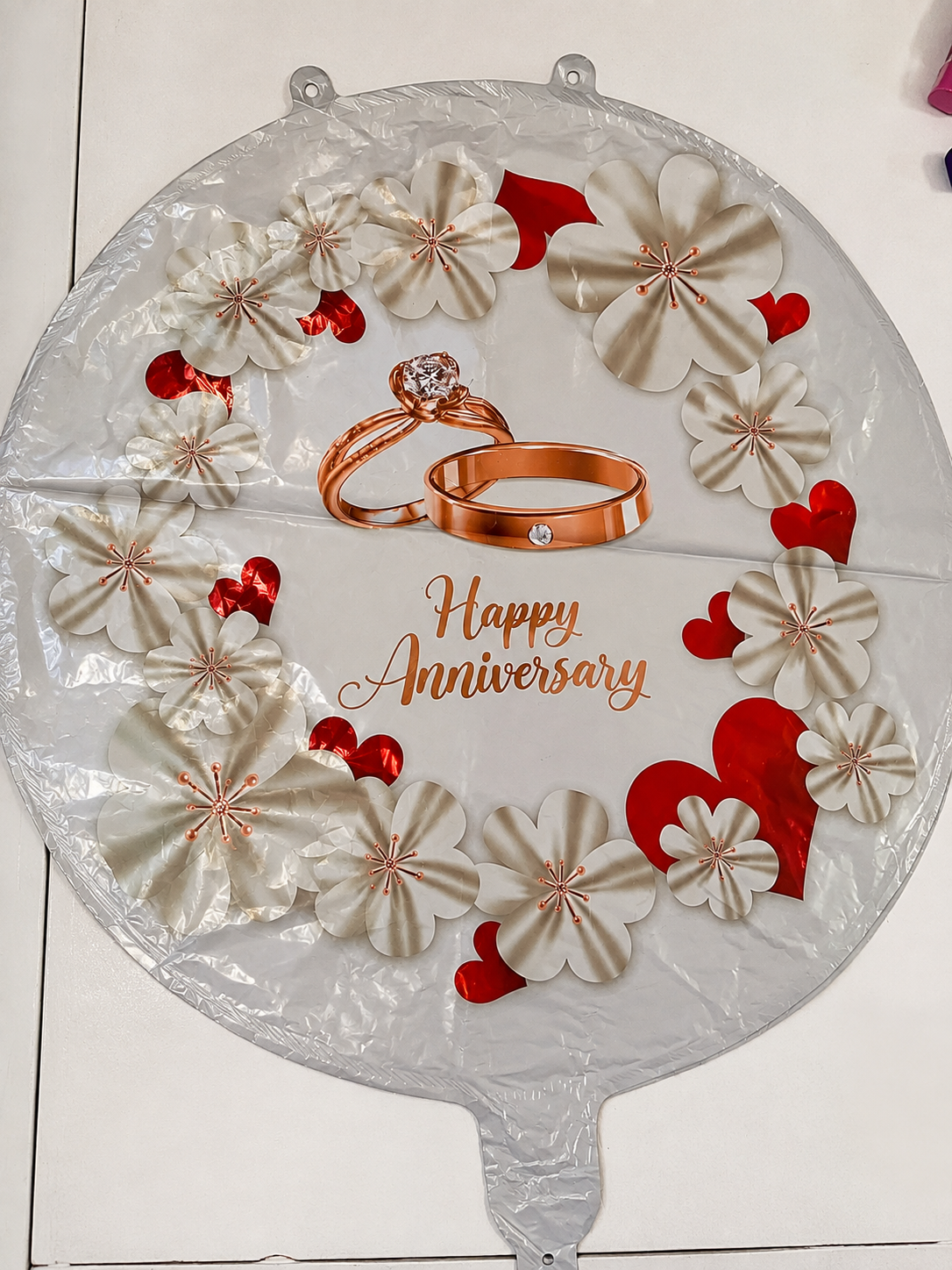 Happy Anniversary White Foil Balloon