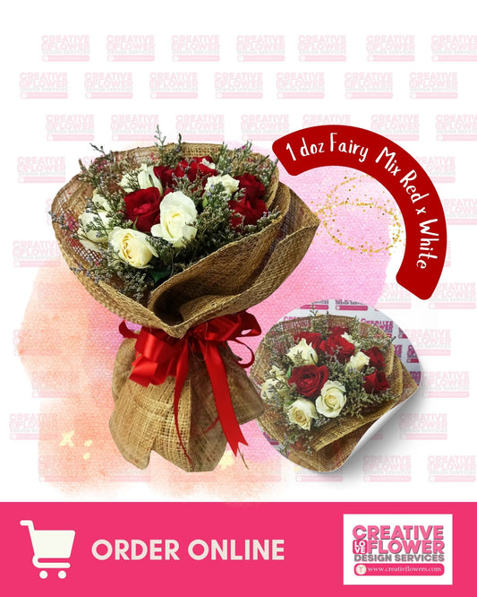 1 dozen - Fairy Mix of Red and White