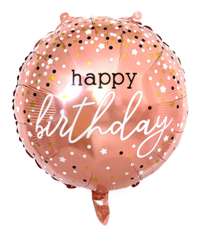 Happy Birthday Peach dotted foil Balloon