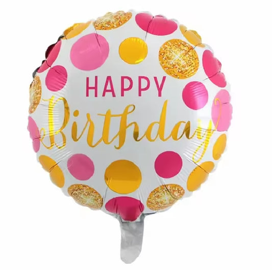 Happy Birthday Pink Polka Foil balloon