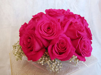 Bridal - Imported Fuschia Pink Ecuadorian Roses - Bridal Bouquet