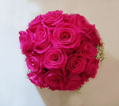 Bridal - Imported Fuschia Pink Ecuadorian Roses - Bridal Bouquet