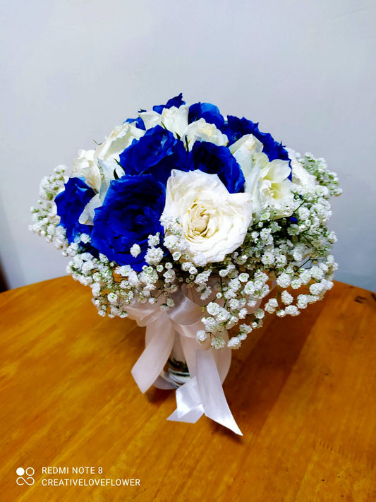 Bridal - White and Blue Accent