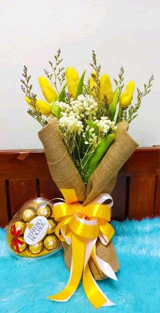 Tulips -  Yellow and Warm sweetheart